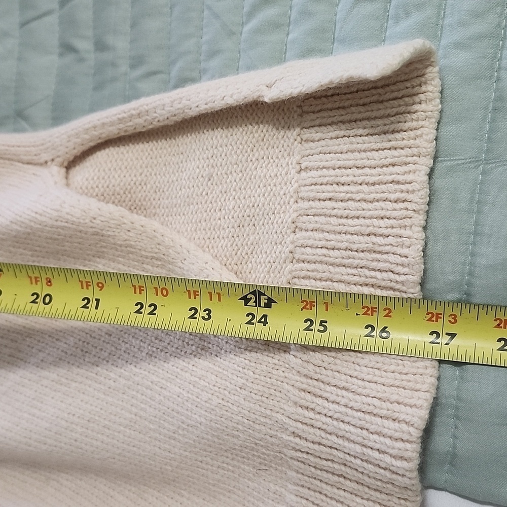 Sam Edelman Womens Sweater Long Sleeve Cream Wool Blend Side Slits. SZ Medium - Picture 13 of 13